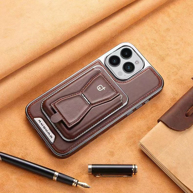 Lyxigt läder magnetiskt telefonfodral