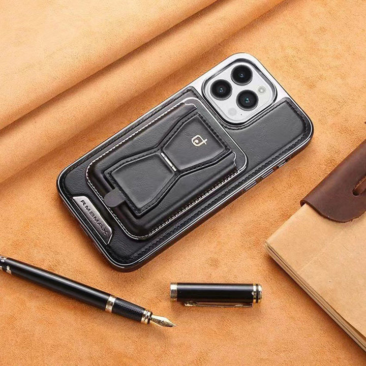 Lyxigt läder magnetiskt telefonfodral