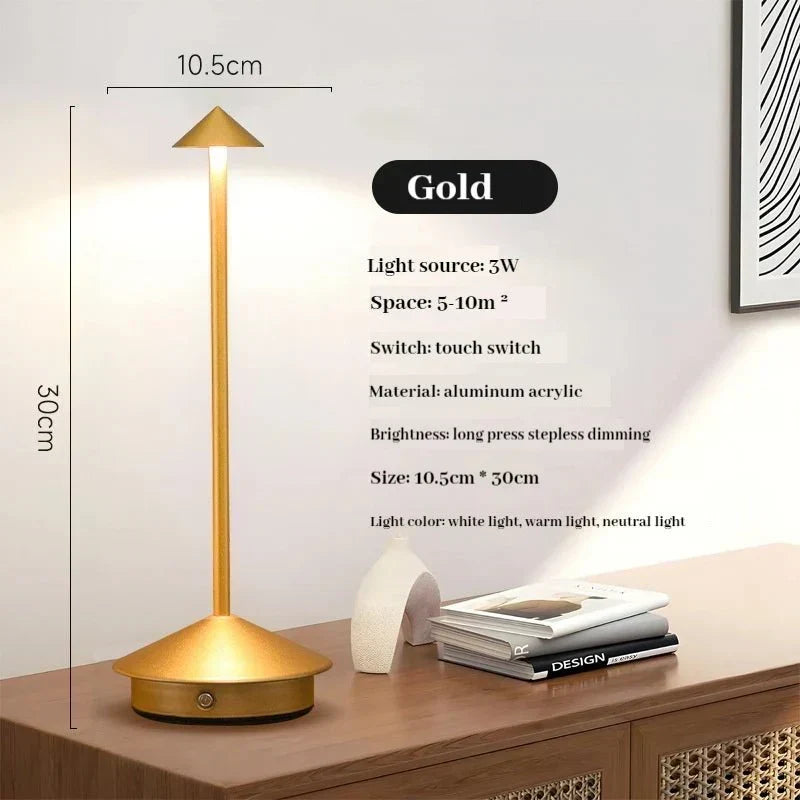 Elegant uppladdningsbar metallbordslampa