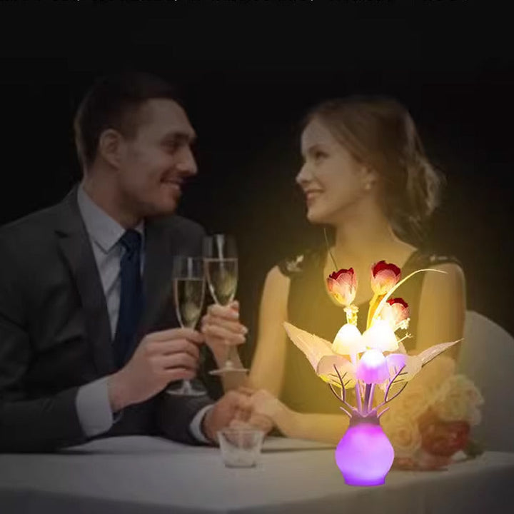 LED-nattlampa i form av simulerade blommor med intelligent kontroll för sovrummet