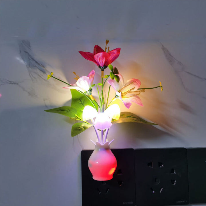 LED-nattlampa i form av simulerade blommor med intelligent kontroll för sovrummet