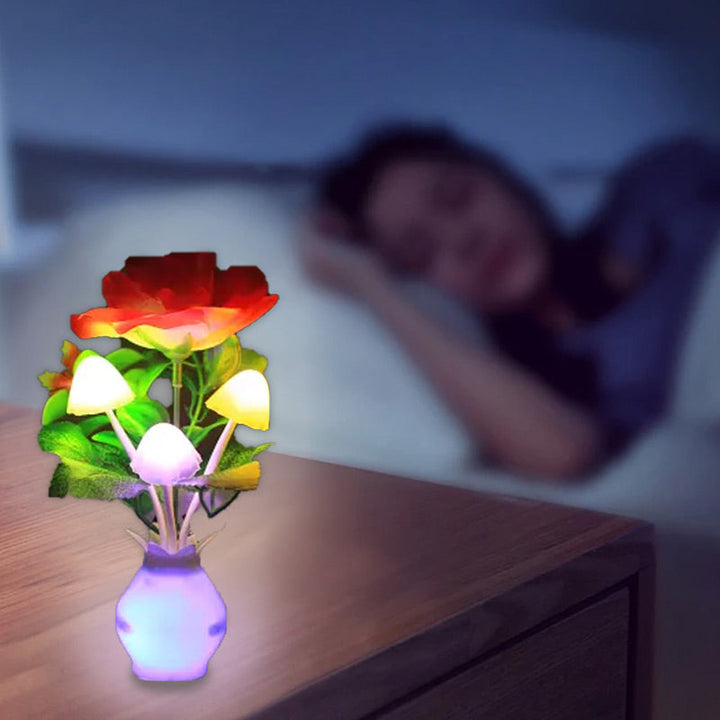 LED-nattlampa i form av simulerade blommor med intelligent kontroll för sovrummet