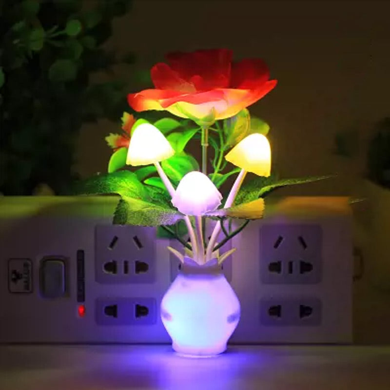 LED-nattlampa i form av simulerade blommor med intelligent kontroll för sovrummet