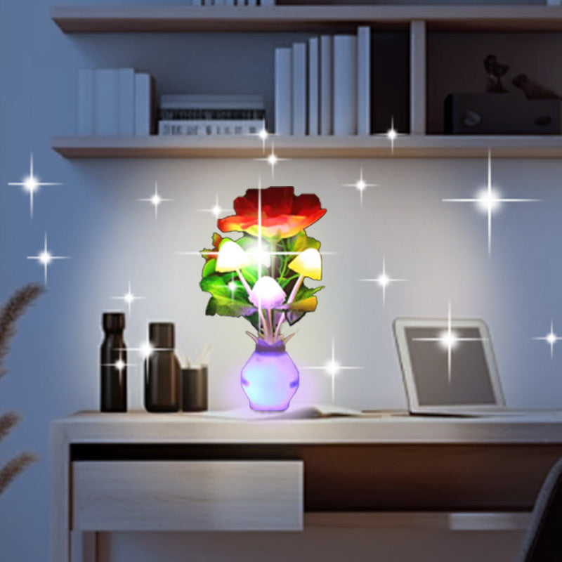 LED-nattlampa i form av simulerade blommor med intelligent kontroll för sovrummet