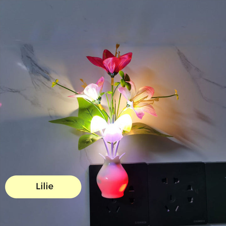 LED-nattlampa i form av simulerade blommor med intelligent kontroll för sovrummet