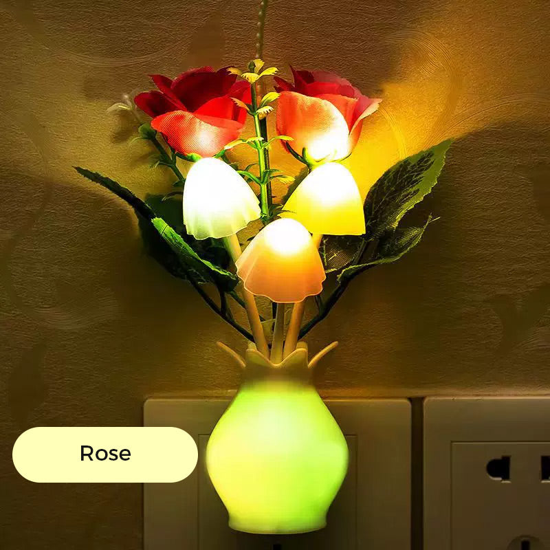 LED-nattlampa i form av simulerade blommor med intelligent kontroll för sovrummet