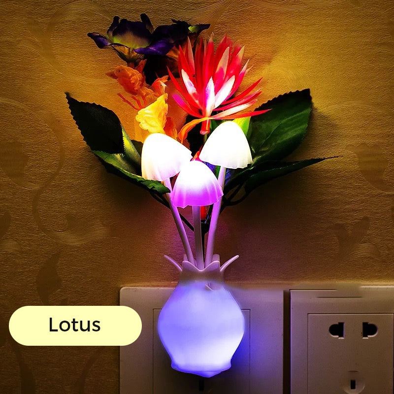 LED-nattlampa i form av simulerade blommor med intelligent kontroll för sovrummet