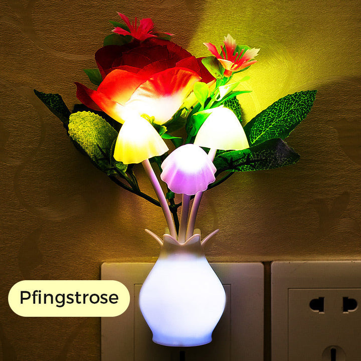 LED-nattlampa i form av simulerade blommor med intelligent kontroll för sovrummet