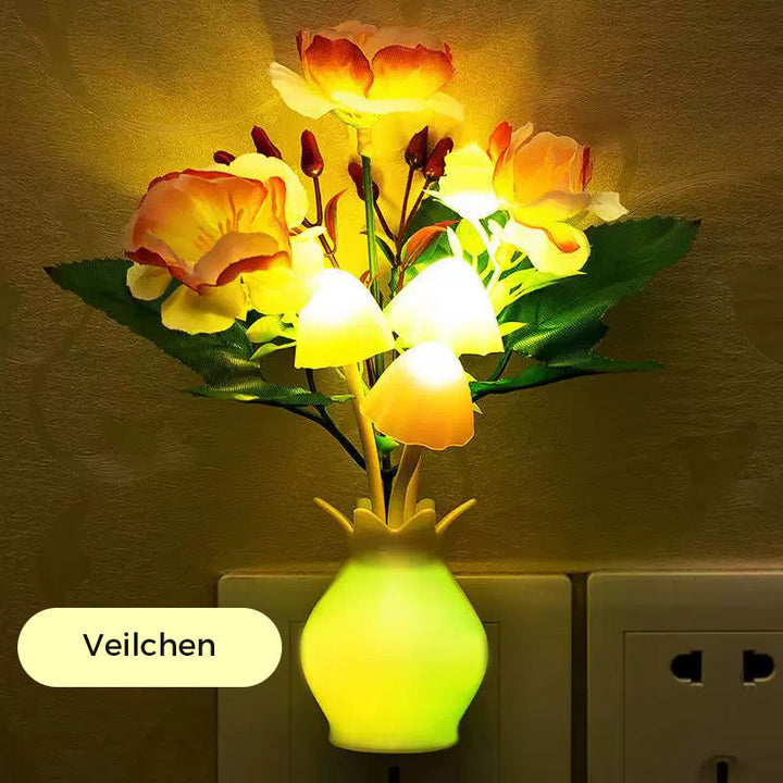 LED-nattlampa i form av simulerade blommor med intelligent kontroll för sovrummet