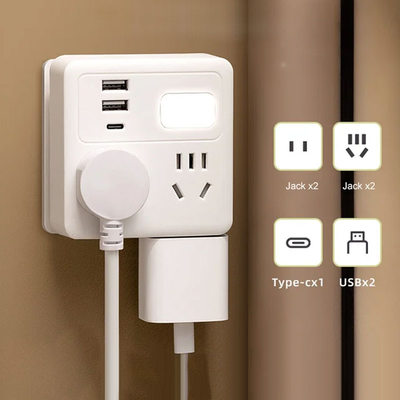 2-pack multifunktionell kontaktadapter med nattljus