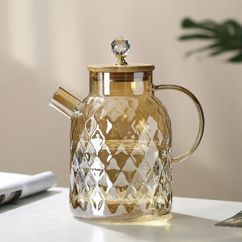 Klassisk Kristall Teapot | Glas &amp; Trä