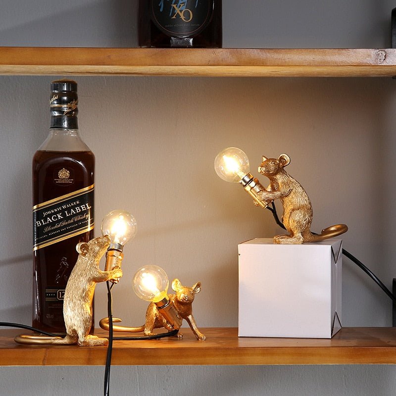 Vintage Mus LED Bordslampa