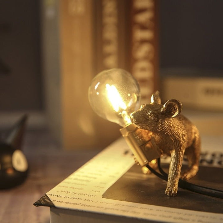 Vintage Mus LED Bordslampa