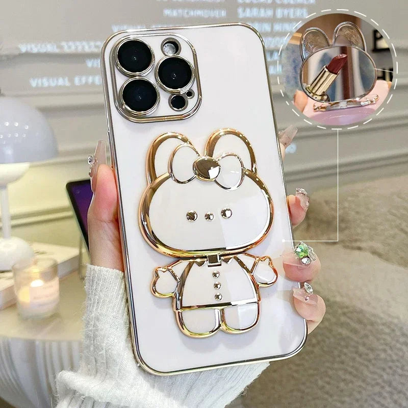 3D Kanin Koreansk Stil Spegel iPhone Fodral