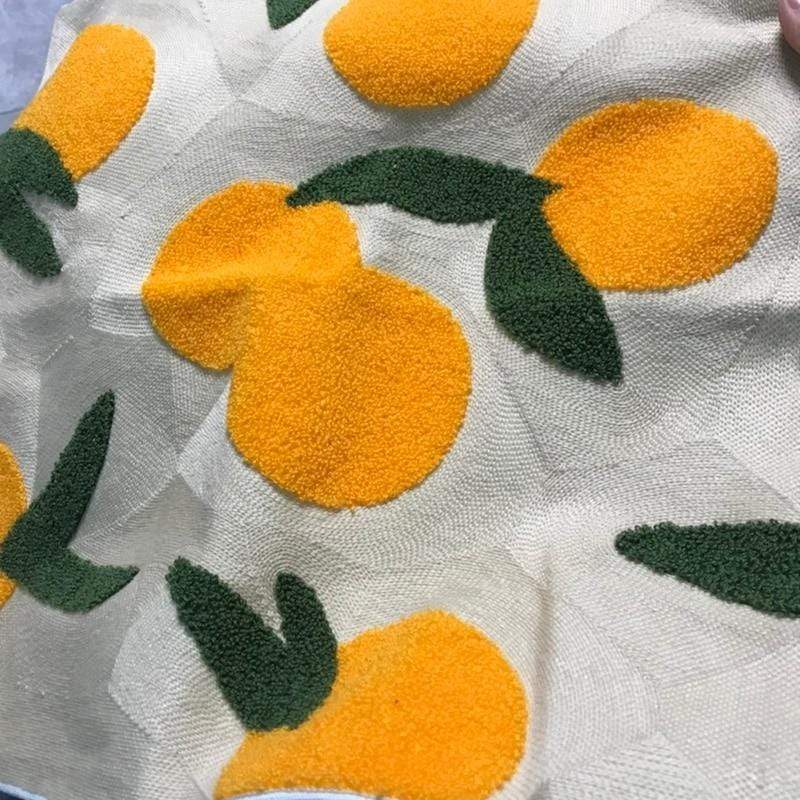 Orange Broderad Kuddöverdrag