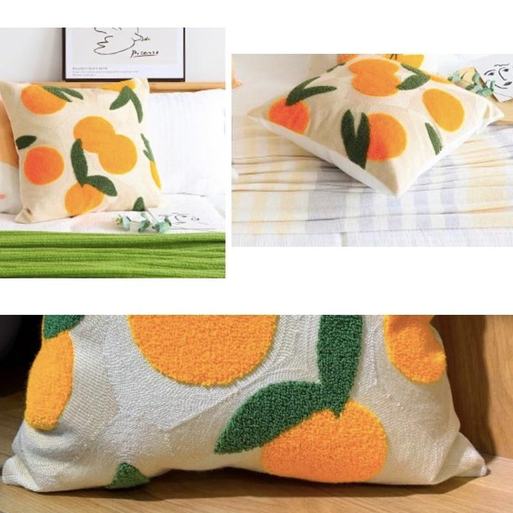 Orange Broderad Kuddöverdrag
