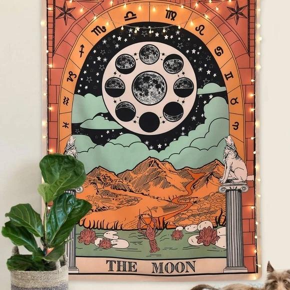 " månen" Tarot färgglad väv